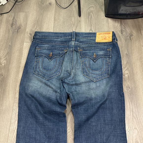 True Religion Ricky Straight Fit Flap Pocket Jeans Baggy Y2K Skate Mens 40x34 - Picture 6 of 12
